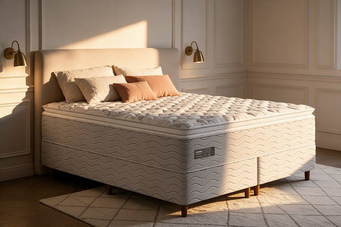 Colchão Umaflex Capuccino montado em um quarto