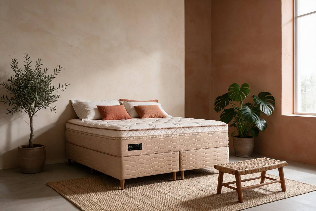 Colchão Umaflex Cayene montado em um quarto